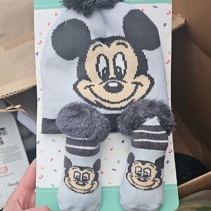 Kids Blue Mickey Mouse Pom Pom Hat and Sock Set